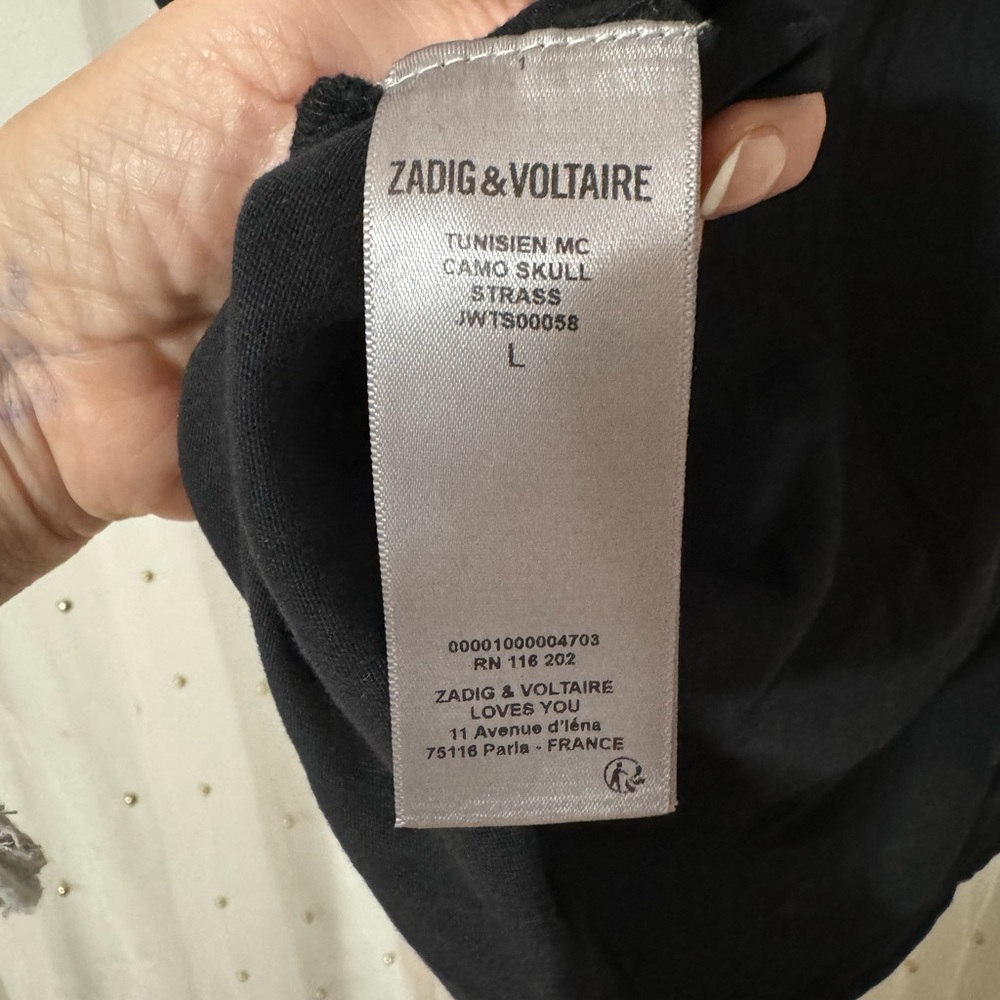 NWT ZADIG & VOLTAIRE Tunisien Front Camo Embellished Skull Tee - Picture 10 of 10